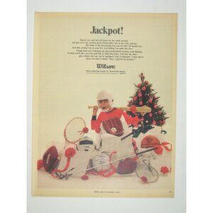 Wilson Sporting Goods Holiday Gifts Vintage Print Ad 1969 MOD Tree Christmas